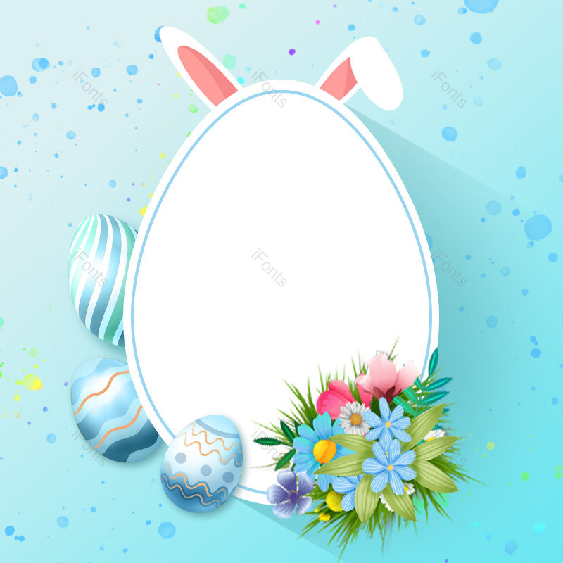 复活节青色彩蛋花朵水彩斑点背景,插画/手绘图,插画/手绘图库,插画/手绘图下载,插画/手绘